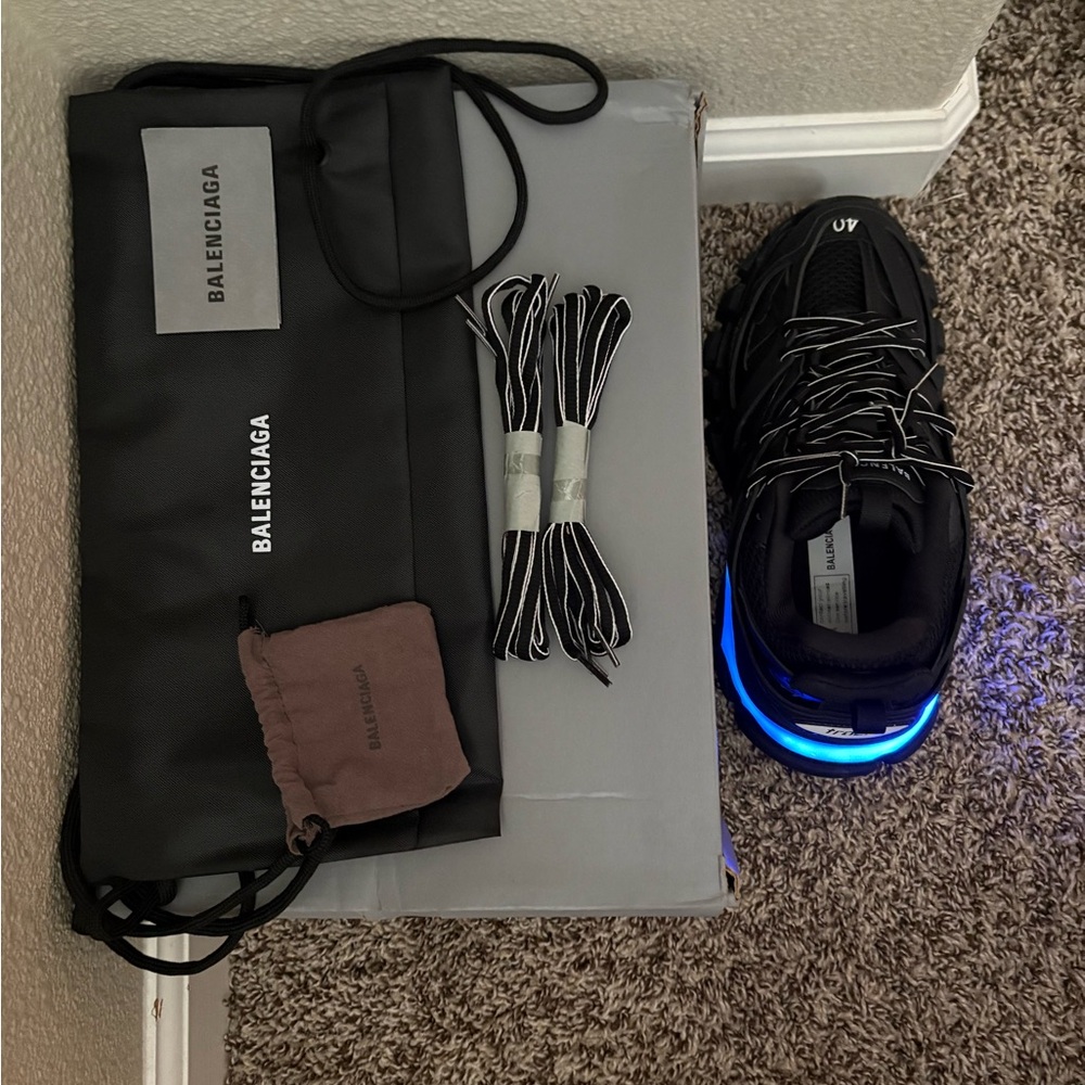 Balenciaga Black Sneakers with Blue LED